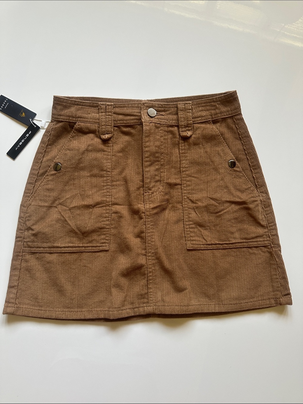 Corduroy Mini Skirt in Brown
